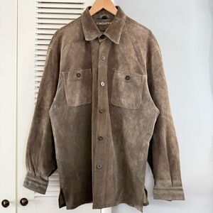Vintage Claiborne Men’s Leather Suede Long Sleeve Shirt